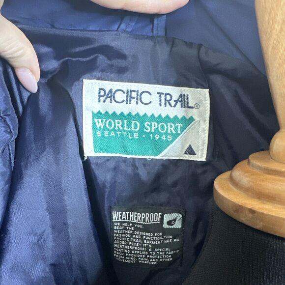 Pacific Trail Vintage 80s Windbreaker M Color Block Navy Purple READ - Picture 10 of 12